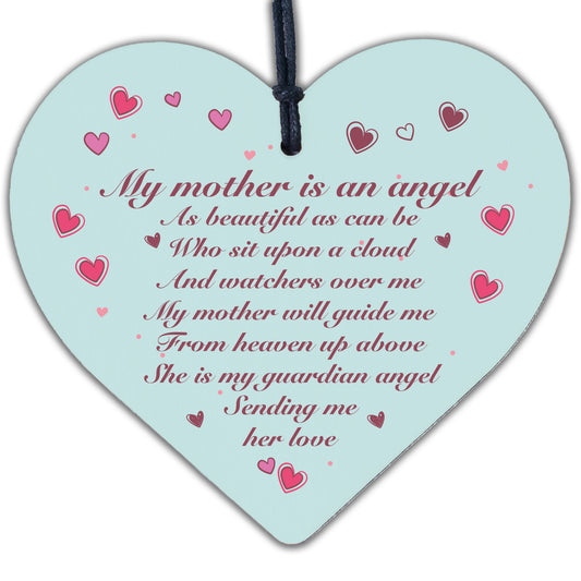 Mum Guardian Angel Wood Love Heart Sign Memorial Mothers Day Gift Grave Plaque