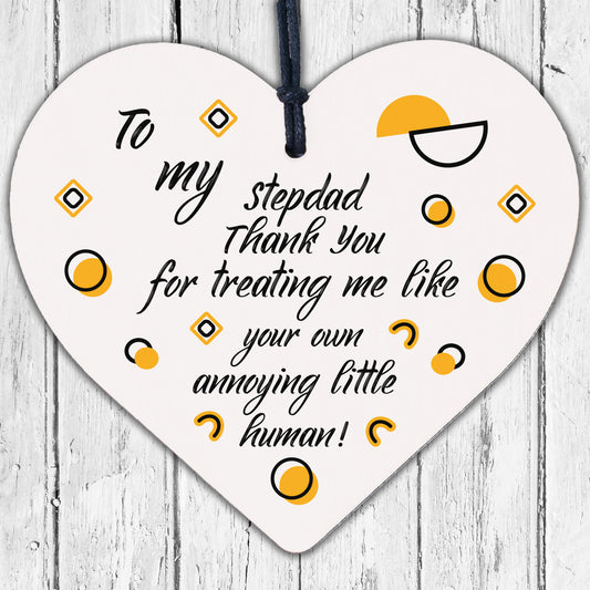 Stepdad Dad Thank You Wood Heart FATHERS DAY Gift For Him Daughter Son Birthday