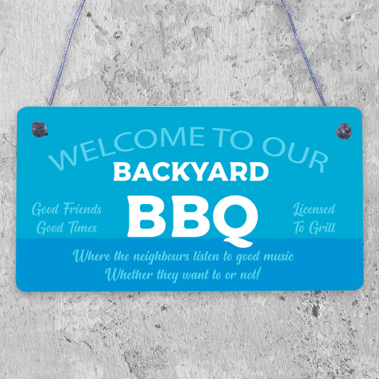 BBQ Welcome Sign Novelty Backyard BBQ Barbecue Garden Wooden Plaques Signs