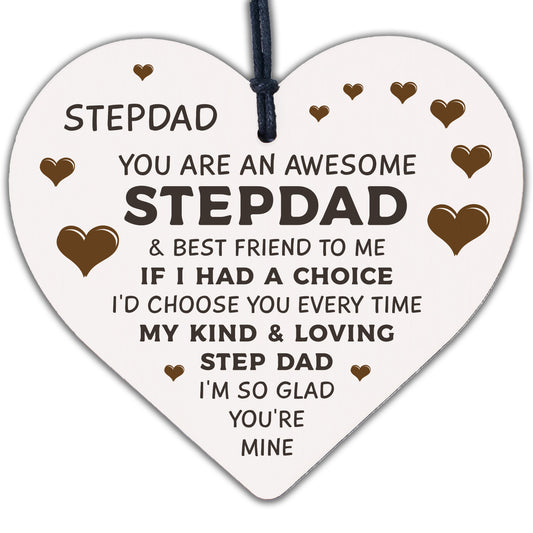 Step Dad Fathers Day Gifts for Best Step Dad Wooden Heart Gift For Him Stepdad