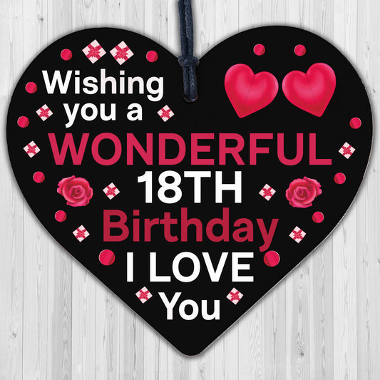 18th Birthday Wood Heart Card For Daughter Best Friend Sister Gift 18 Decoration