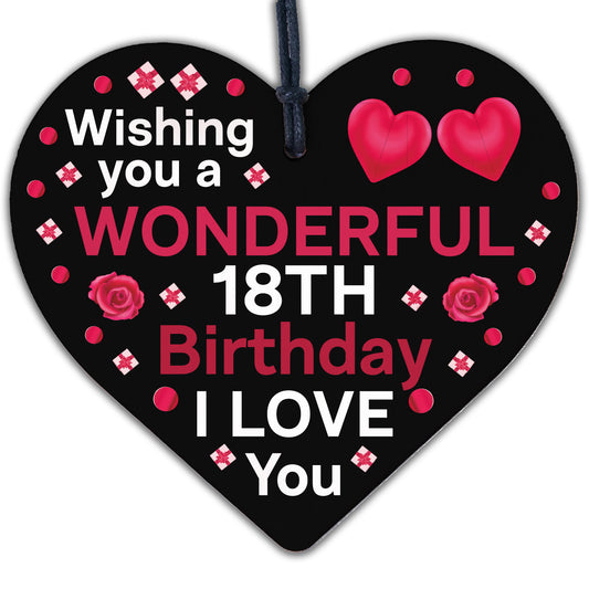 18th Birthday Wood Heart Card For Daughter Best Friend Sister Gift 18 Decoration