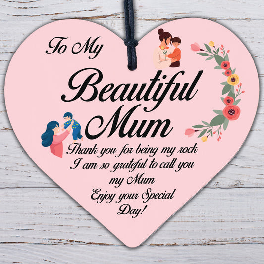 I Love You Mum Gifts Engraved Heart Sign For Birthday Mothers Day Plaque