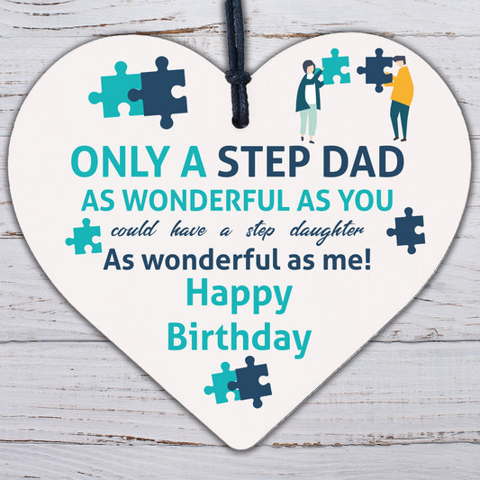 Stepdad Gifts Dad Birthday Gift Thank You Wood Heart Sign Son Kids Gift For Him