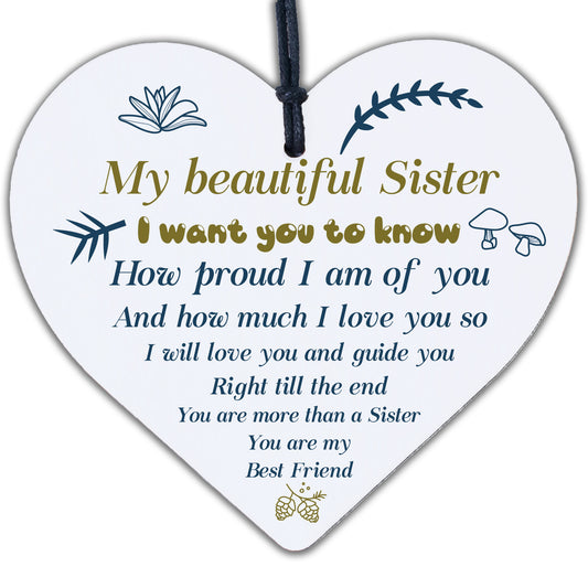Sister Birthday Card Gift Wood Heart Sister Gifts For Christmas Best Friend Sign