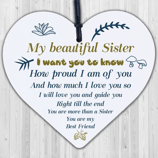 Sister Birthday Card Gift Wood Heart Sister Gifts For Christmas Best Friend Sign