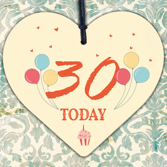 30th Birthday Decoration Wooden Heart Novelty Gift Tag Birthday Gift For Him Her