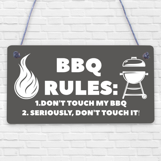 BBQ Rules Sign Hanging Door Wall Shed Sign Garden Sign For Outdoor Men Gift