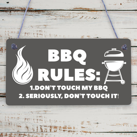 BBQ Rules Sign Hanging Door Wall Shed Sign Garden Sign For Outdoor Men Gift