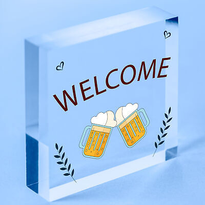 Shabby Chic Welcome Sign To Home Bar Pub Plaque Garden Summerhouse Sign