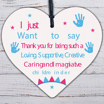 Thank You Gift For Childminder Babysitter Wooden Heart Leaving Pre School Gift