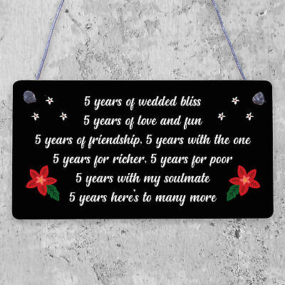 5th Wedding Anniversary Card Gift For Husband Wife Five Year Anniversary Gift