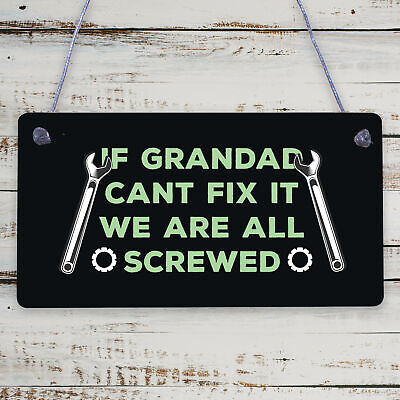 Grandad Fix It Screwed Man Cave Garage Shed Hanging Plaque Dad Grandad Gift Sign