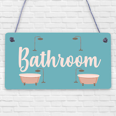 Bathroom Plaque Seaside Nautical Accessories Shabby Chic Toilet Door Sign Gifts