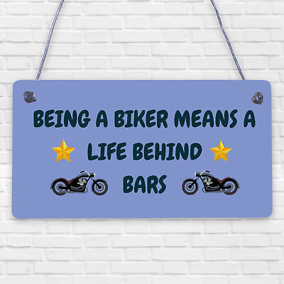 Novelty Biker Gifts For Men Hanging Motorcycle Motorbike Man Cave Garage Plaque