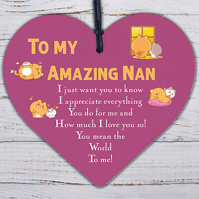 Amazing Nan Mothers Day Birthday Gift For Her Wooden Heart Gift For Nan Nanny