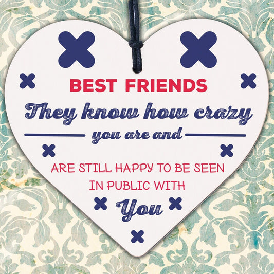 Best Friend Birthday Gift Friendship Sign Wood Heart Thank You Keepsake Plaque