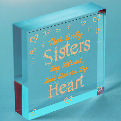 Sisters By Heart Wooden Hanging Heart Shaped Best Sister Plaque Love Gift Sign