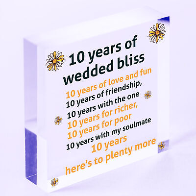 10th Wedding Anniversary Card Gift For Husband Wife Ten Year Anniversary Gift