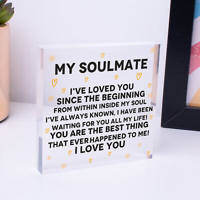 Soulmate Gifts For Him Her Plaque Anniversary Gift Wife Husband Boy Girl Friend