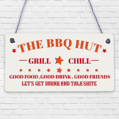 BBQ Signs For Outside The BBQ Hut Sign Garden Sign For Outdoor Shed Plaque Gift