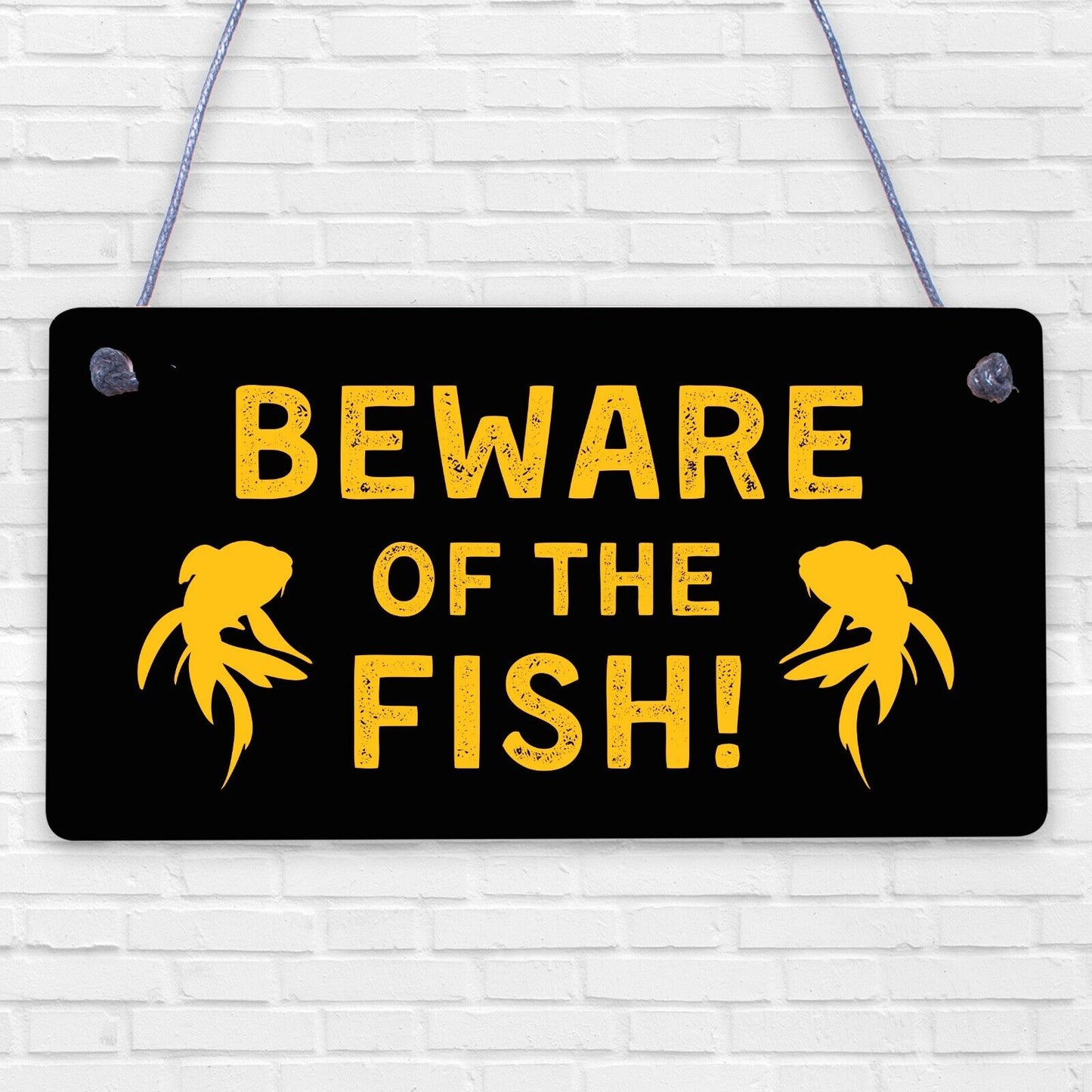 Beware Of The Fish Novelty Wooden Hanging Shabby Chic Plaque Fishes Sign Gift