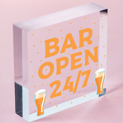 Bar Sign Pub Club Home Bar Open Display Hanging Plaque Kitchen Friendship Gift