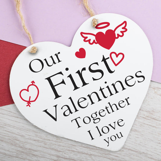 First Valentines Day Hanging Sign Anniversary Gift For Him Boyfriend Gifts