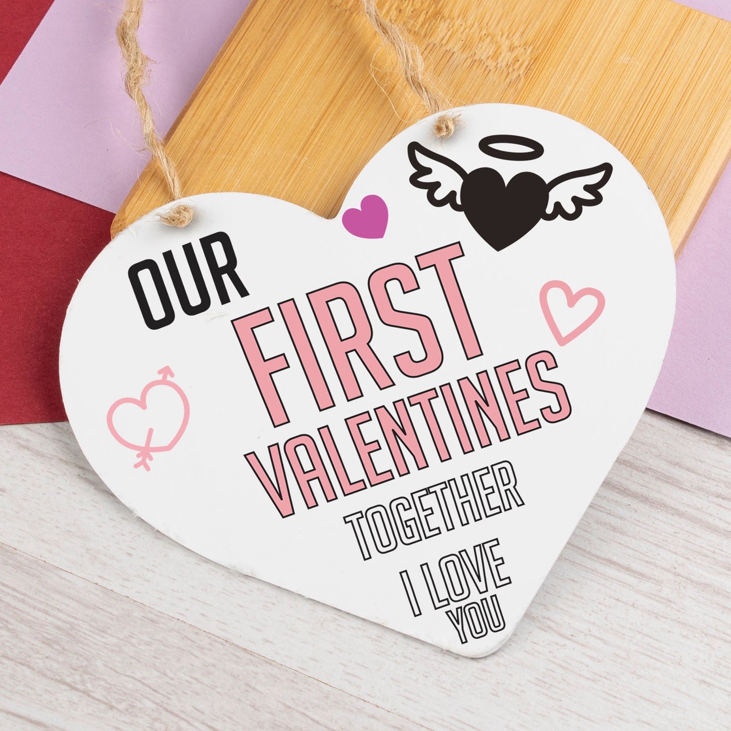 First Valentines Day Hanging Sign For Men Anniversary Gift For Him Gifts Plaque