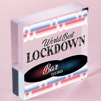 BEST LOCKDOWN BAR Funny Home Bar Sign Man Cave Plaque Alcohol Beer Gin Gift