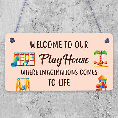 Welcome To Our Playhouse Sign Garden PLAYROOM Plaque Daughter Son Gift