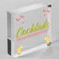 Cocktail Neon Effect Hanging Plaque Home Bar Pub Sign Friendship Man Cave Sign