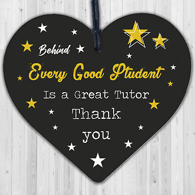 TUTOR Gift Hanging Wood Heart Thank You Teacher Tutor Friendship Gift Keepsake