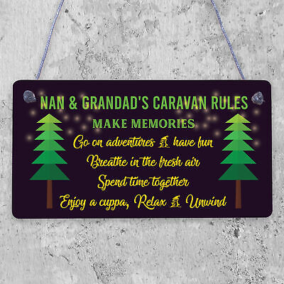 Caravan Plaque Novelty Chic Camping Holiday Sign Nan Grandad Gift Home Accessory