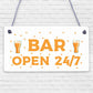 Bar Sign Pub Club Home Bar Open Display Hanging Plaque Kitchen Friendship Gift