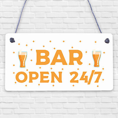 Bar Sign Pub Club Home Bar Open Display Hanging Plaque Kitchen Friendship Gift