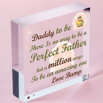 Daddy Dad To Be Present From Bump Baby Shower Wood Heart Plaque Decoration Gift