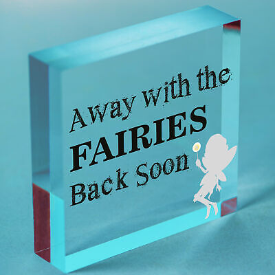 Away With The Fairies Novelty Hanging Chic Plaque Novelty Fairy Garden Sign