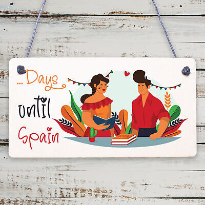 Chalkboard Holiday Countdown To SPAIN Novelty Plaque Sign Gift For Friend Family