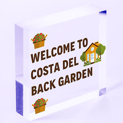 Costa Del Back Garden Funny Garden Sign Hanging Summerhouse Sign Home Gift