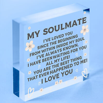 Soulmate Gifts For Him Her Plaque Anniversary Gift Wife Husband Boy Girl Friend