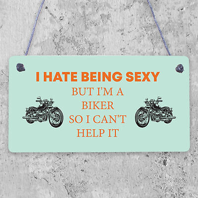 Motorbike Biker Hanging Plaque Man Cave Garage Sign Gift For Men Dad Grandad