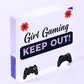 Pink Gaming Sign Girls Bedroom Sign KEEP OUT Gamer Gift