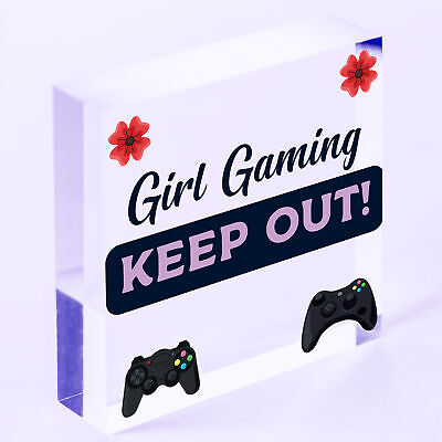 Pink Gaming Sign Girls Bedroom Sign KEEP OUT Gamer Gift