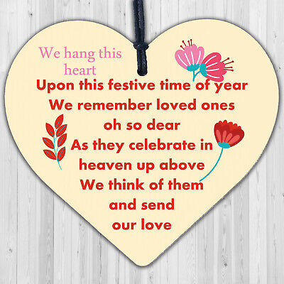 Memorial Heart Plaque For Mum Nan Dad Grandad Christmas Tree Ornament Decoration