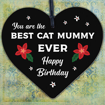 Best Cat Mummy Funny Mum Birthday Gifts Wooden Heart Humour Cat Gifts Cat Sign