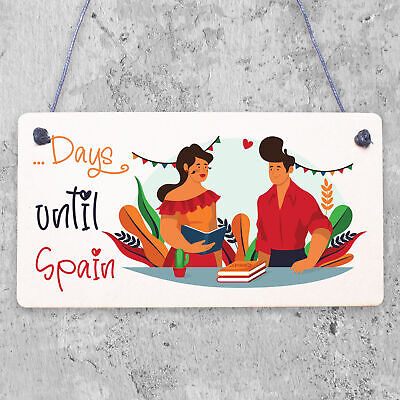 Chalkboard Holiday Countdown To SPAIN Novelty Plaque Sign Gift For Friend Family