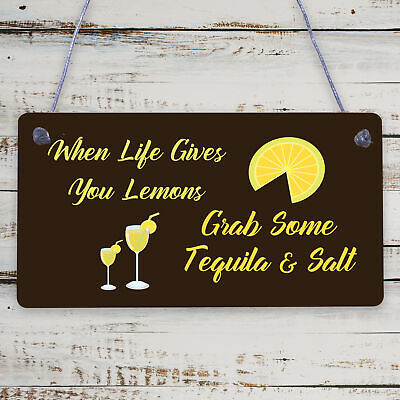 Lemons Tequila Man Cave Funny Home Bar Alcohol Hanging Plaque Friend Gift Sign