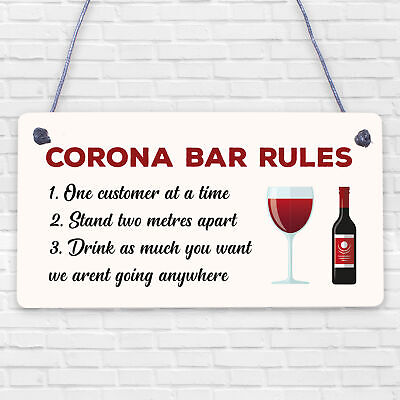 Funny Corona Bar Rules Sign Hanging Garden Pub Bar Sign Alcohol Beer Gift