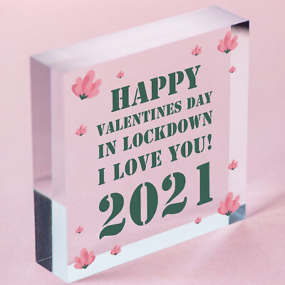 Happy Valentines Day In Lockdown Gift Wooden Heart Gift For Him Her Keepsake